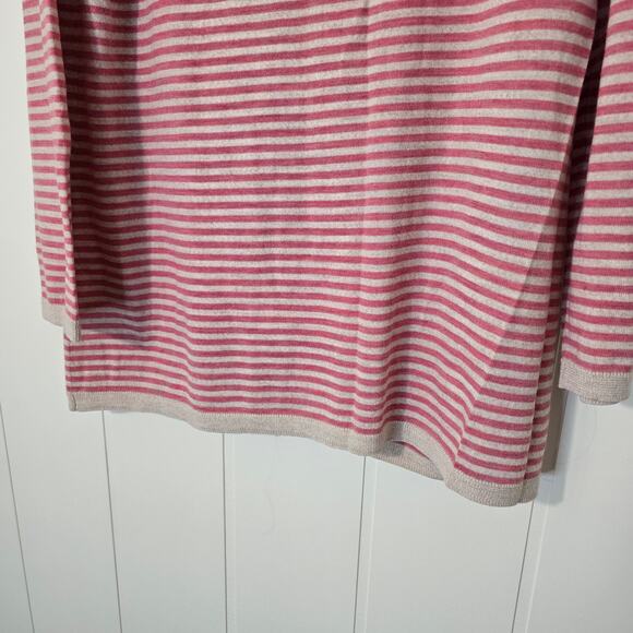 Talbots Cardigan Italian Wool Pink Stripes Button Lightweight Size XL - Picture 8 of 8